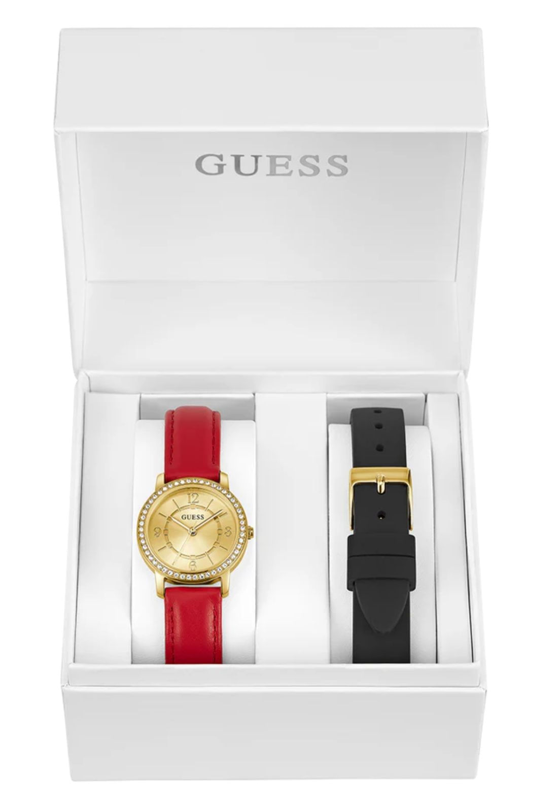 Relógio Redondo Cristais Troca Pulseira Vermelho - Imagem 3