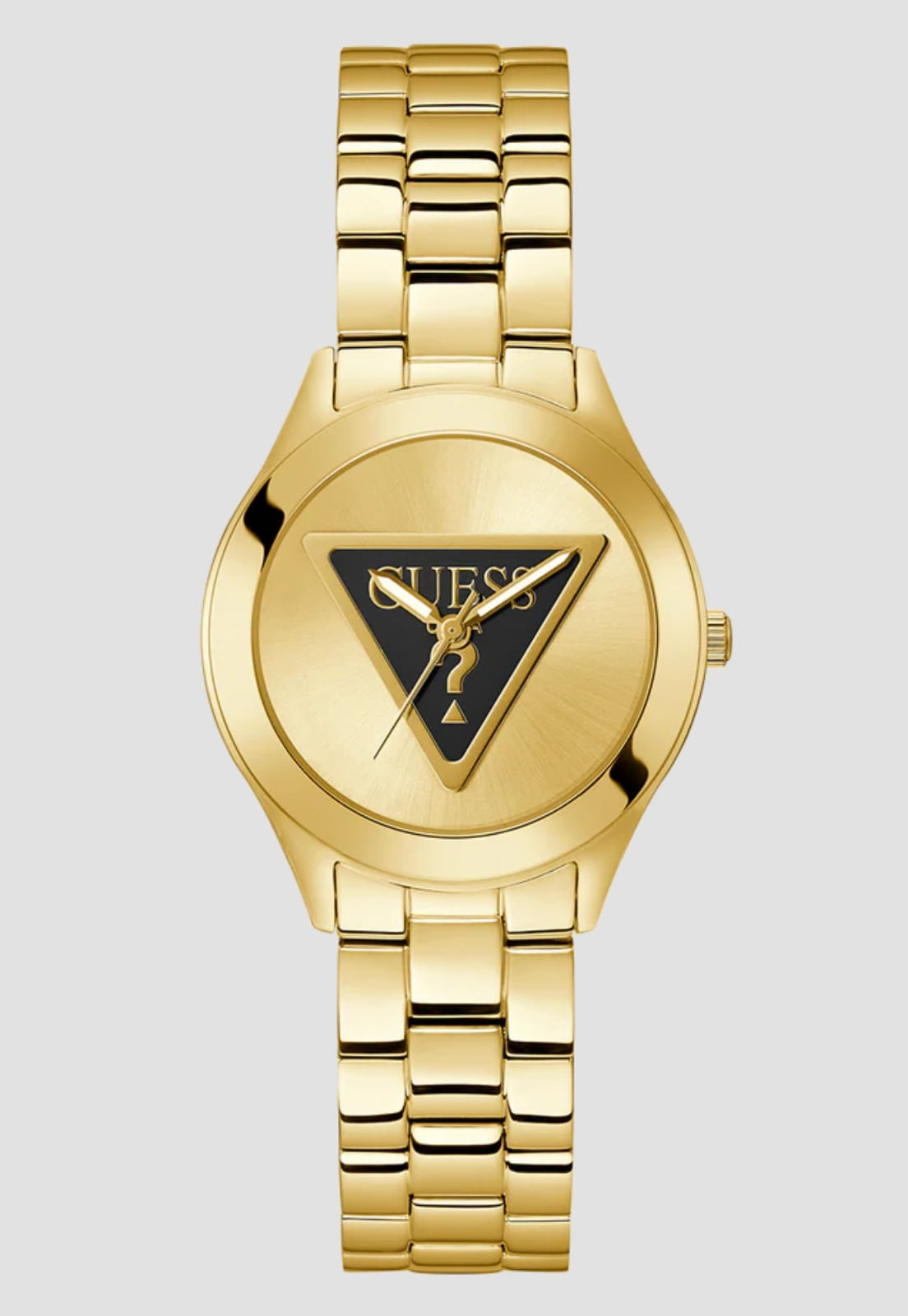 Relógio Redondo Logo Aço Dourado