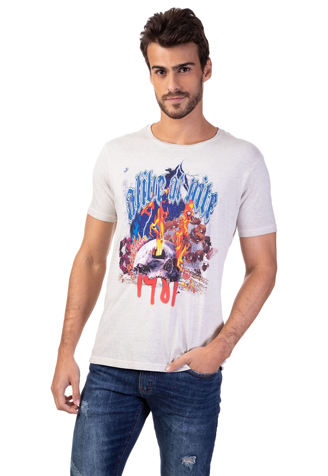 Camiseta Alve At Night Guess Bege - Imagem 9