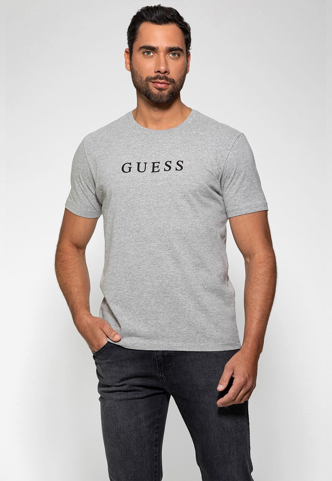Camiseta Silk Relevo Guess Cinza