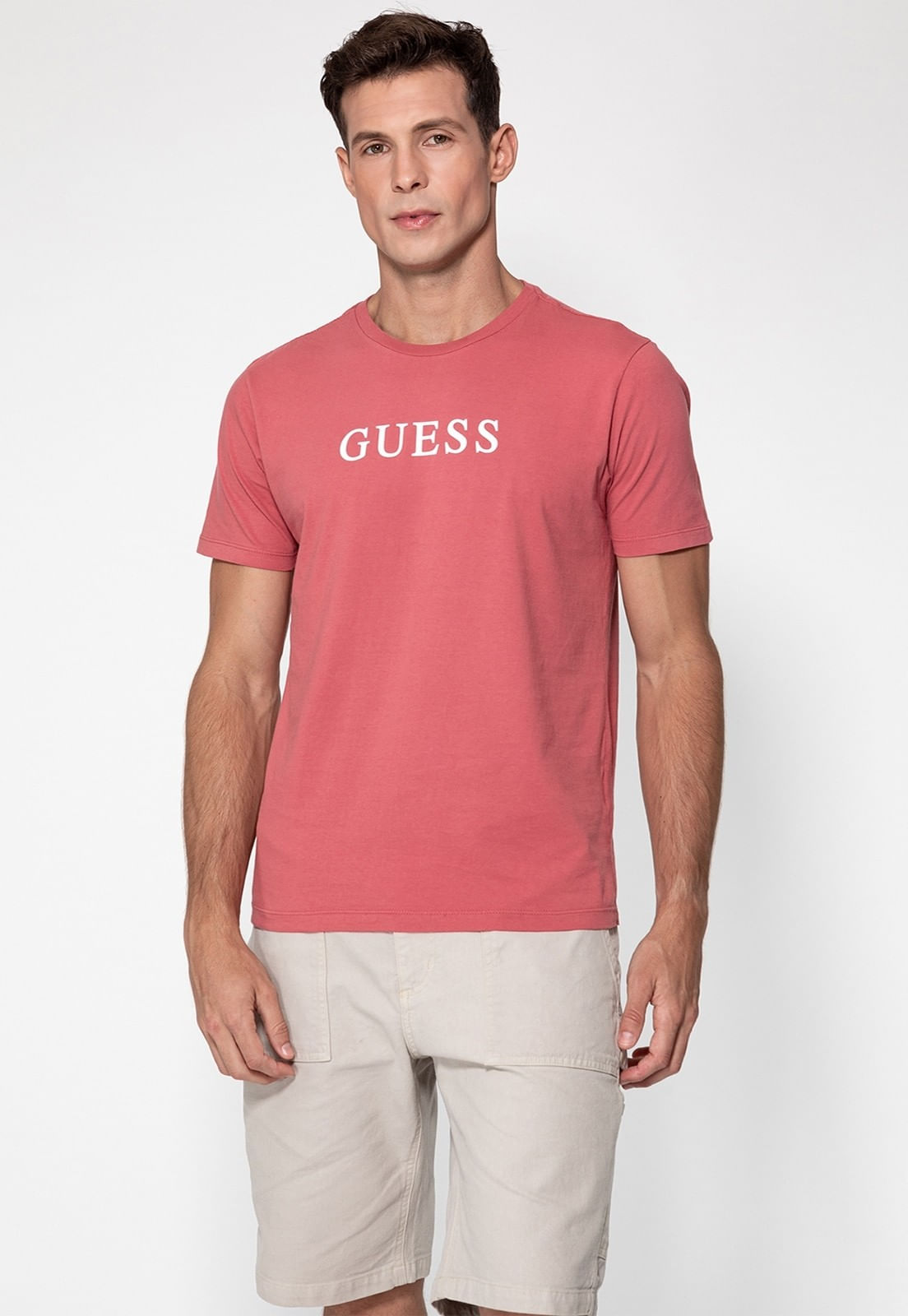 Camiseta Silk Relevo Guess Rosa