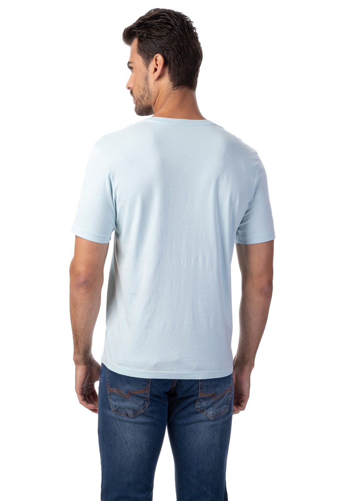 Camiseta Logo Triangulo Relevo Guess Azul Claro - Imagem 8