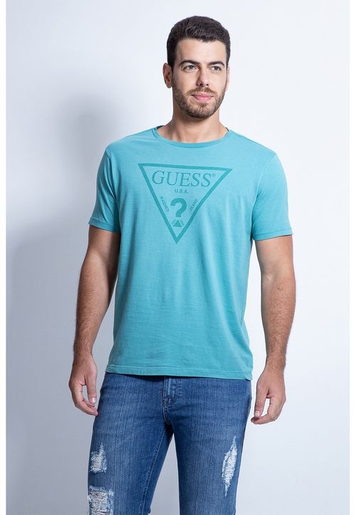 Camiseta Logo Triangulo Relevo Guess Verde Claro