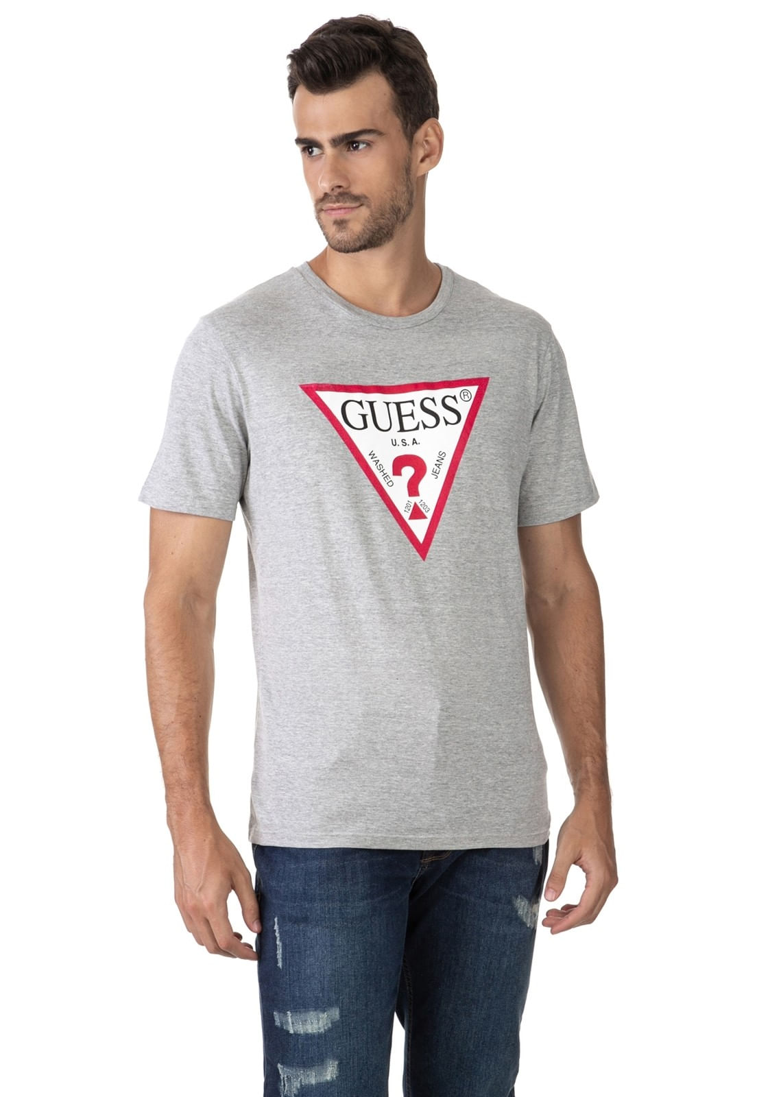 Camiseta Logo Frontal Guess Cinza - Imagem 9