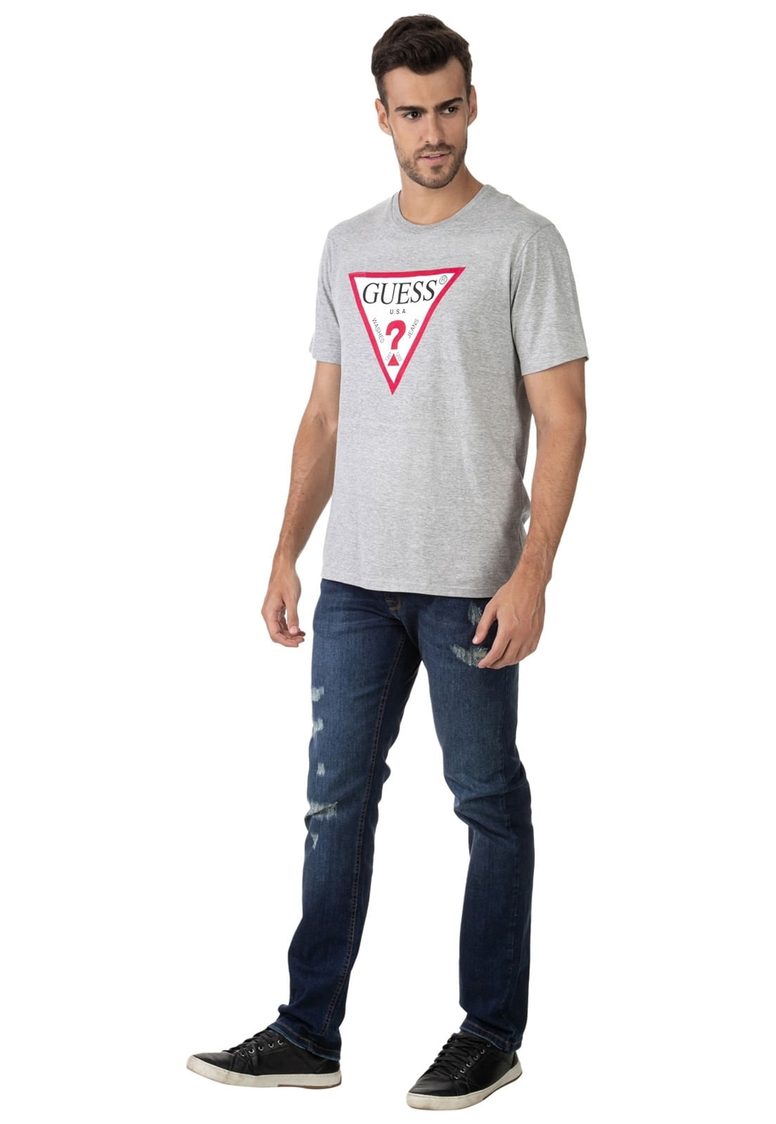 Camiseta Logo Frontal Guess Cinza - Imagem 14