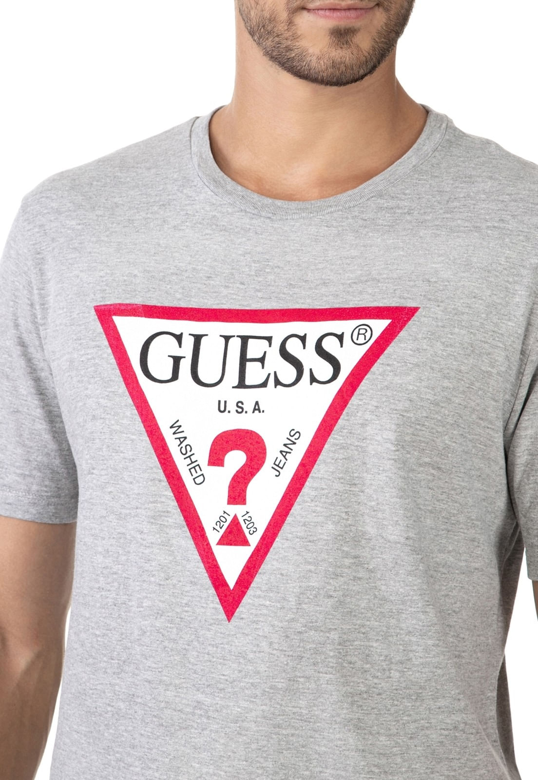 Camiseta Logo Frontal Guess Cinza - Imagem 19