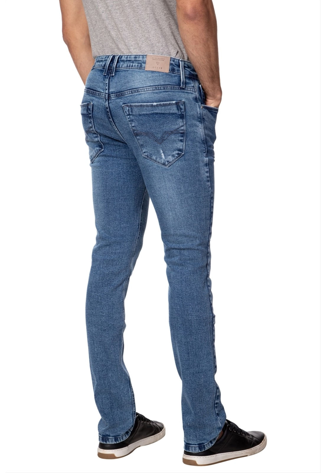 Calça Jeans Skinny Destroyed Guess Azul Claro - Imagem 7