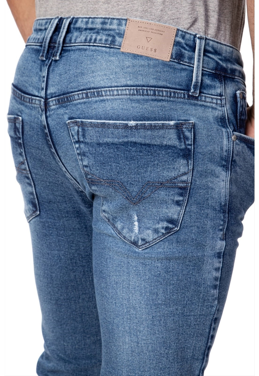 Calça Jeans Skinny Destroyed Guess Azul Claro - Imagem 12