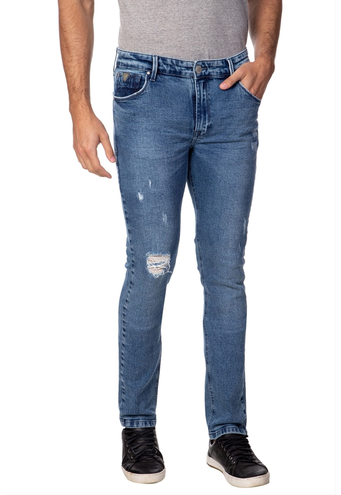 Calça Jeans Skinny Destroyed Guess Azul Claro - Imagem 13
