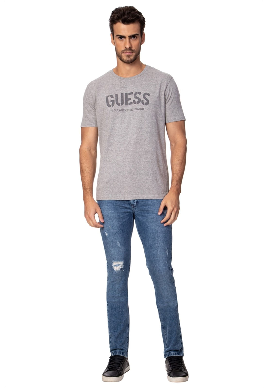 Calça Jeans Skinny Destroyed Guess Azul Claro - Imagem 22