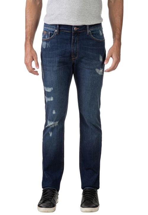 Calça Jeans Slim Straight Puidos Guess Azul Escuro