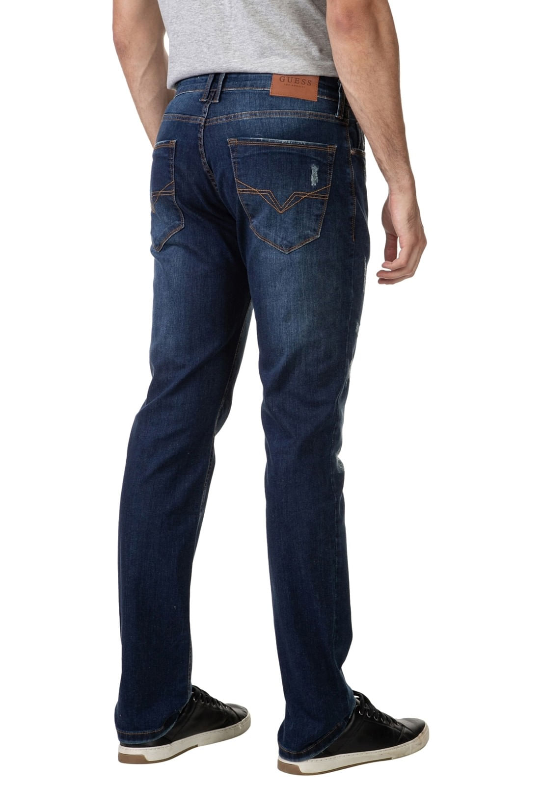 Calça Jeans Slim Straight Puidos Guess Azul Escuro - Imagem 4