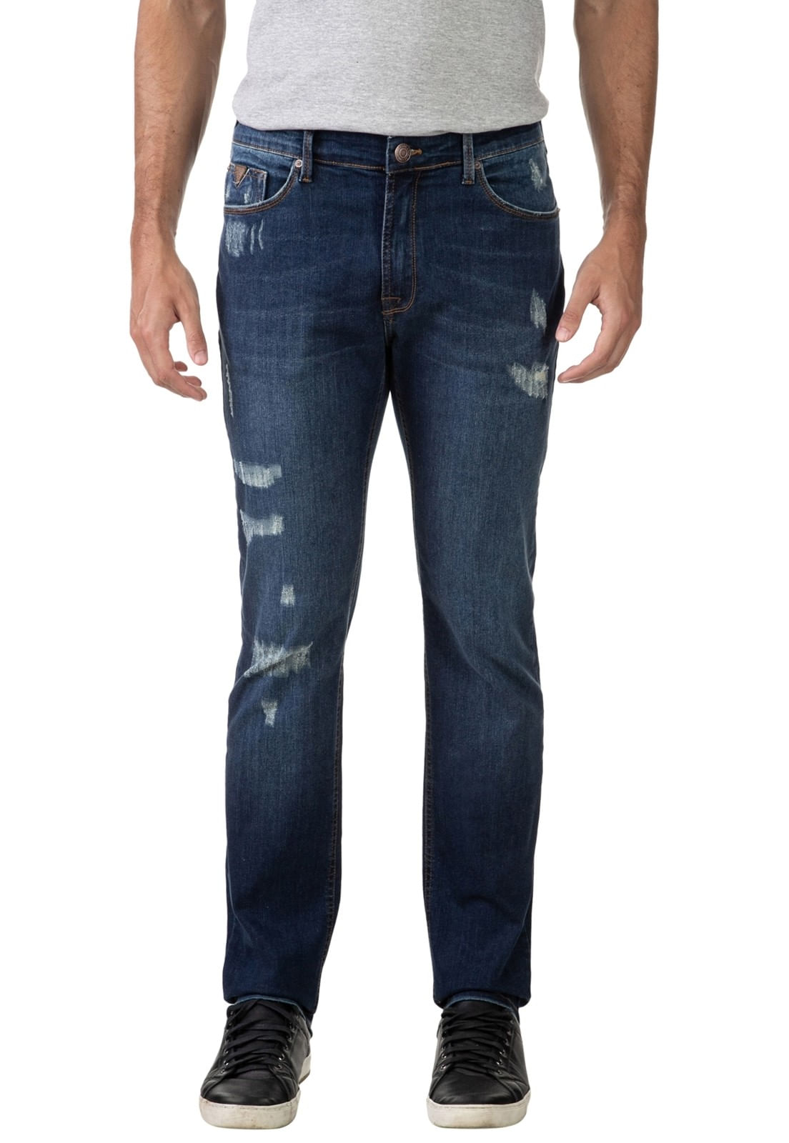 Calça Jeans Slim Straight Puidos Guess Azul Escuro - Imagem 5