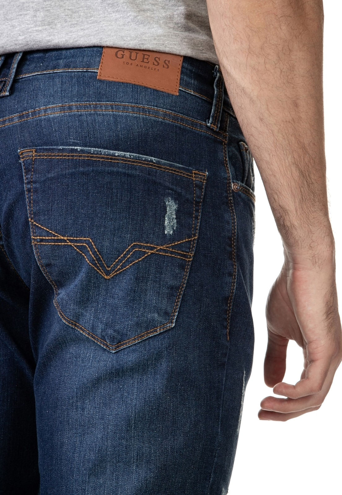 Calça Jeans Slim Straight Puidos Guess Azul Escuro - Imagem 15