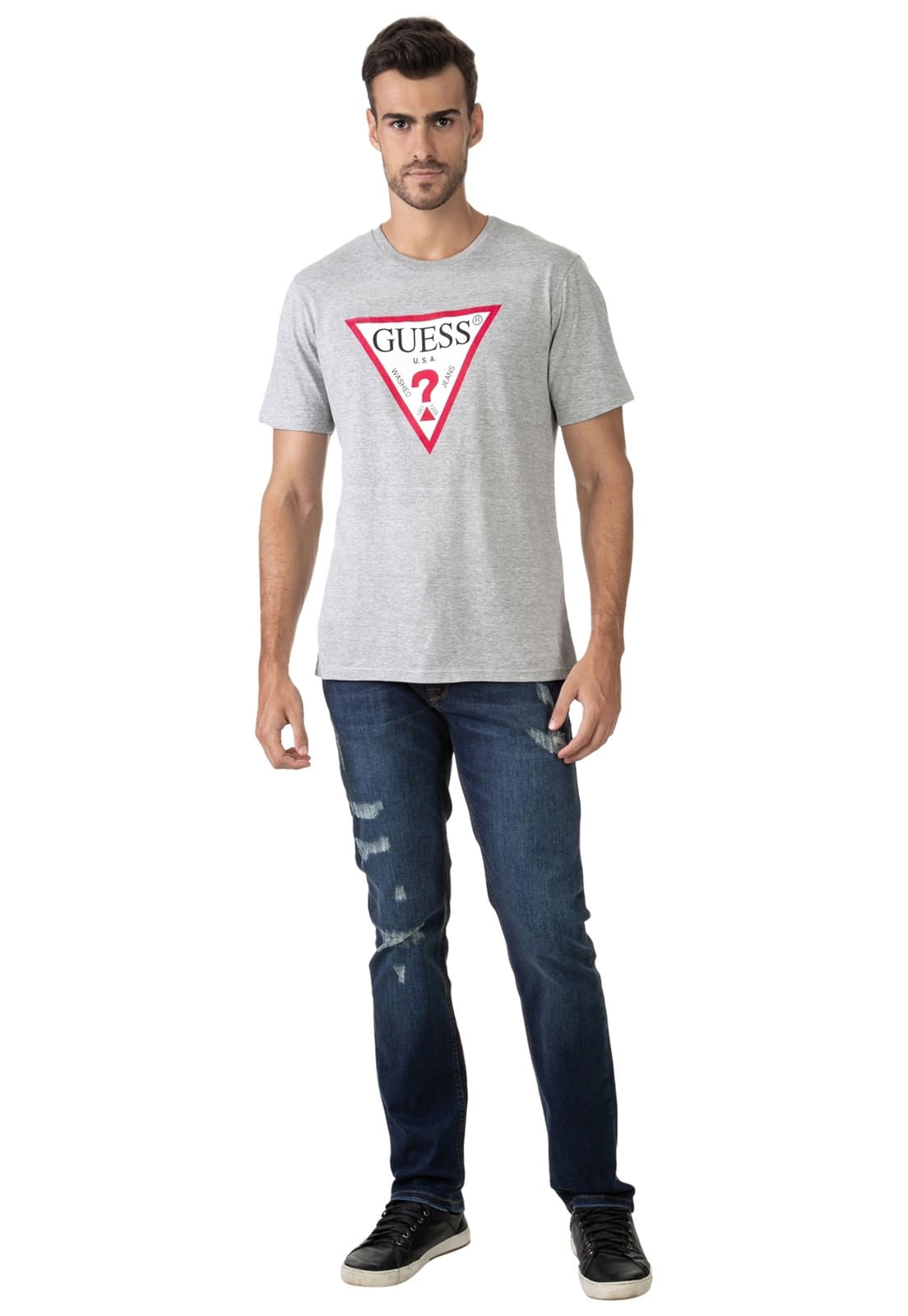 Calça Jeans Slim Straight Puidos Guess Azul Escuro - Imagem 26