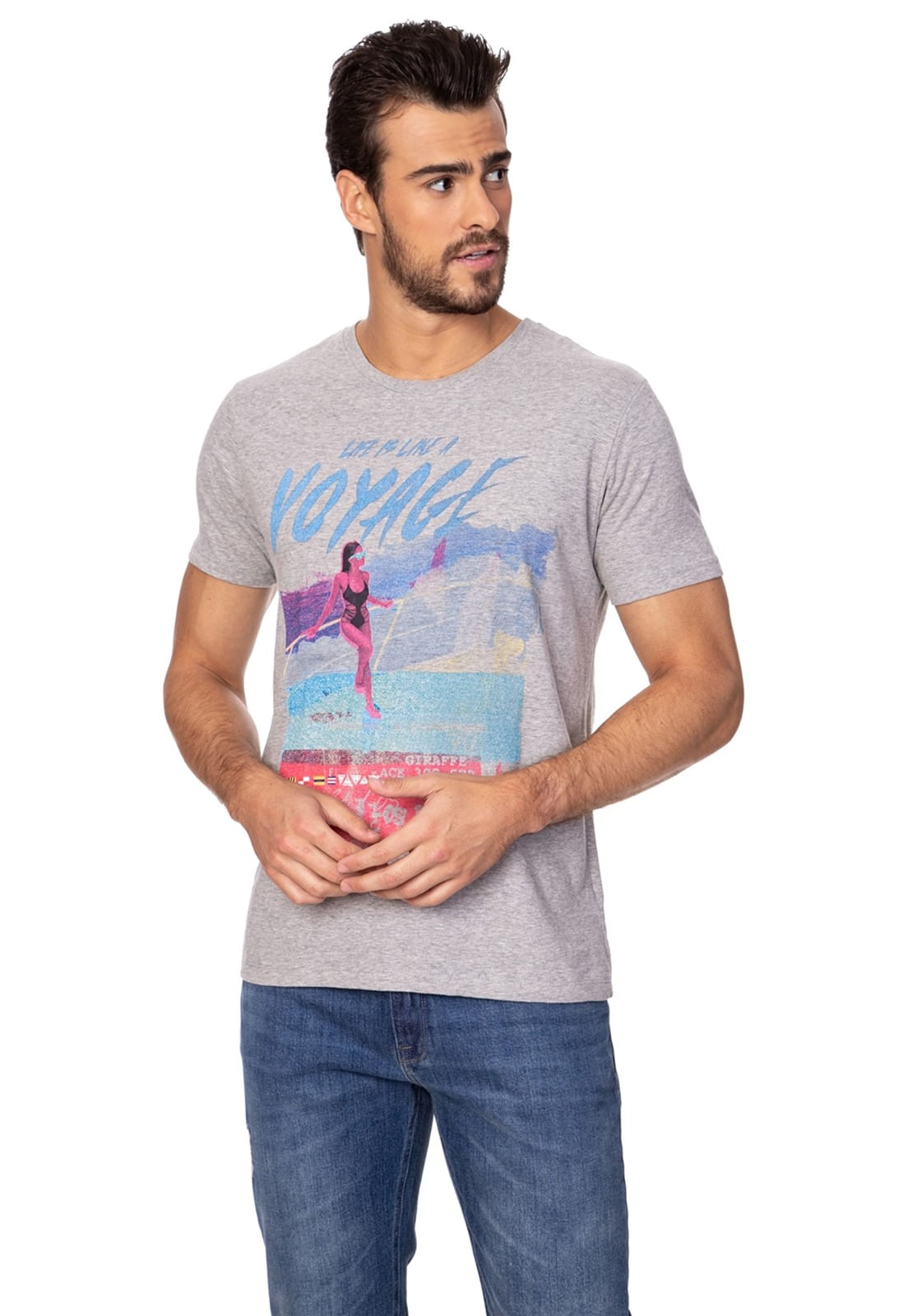 Camiseta Paisagem Voyage Guess Cinza