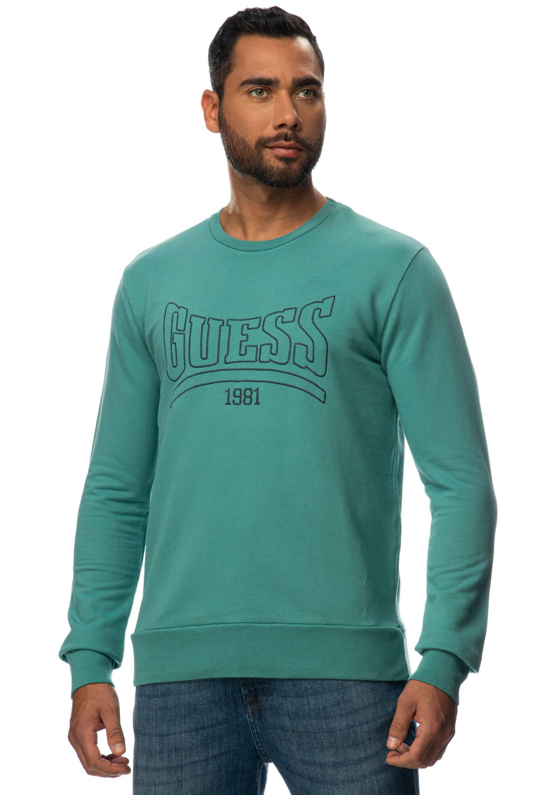 Blusa de Moletom Bordado Guess 1981 Verde Claro - Imagem 5