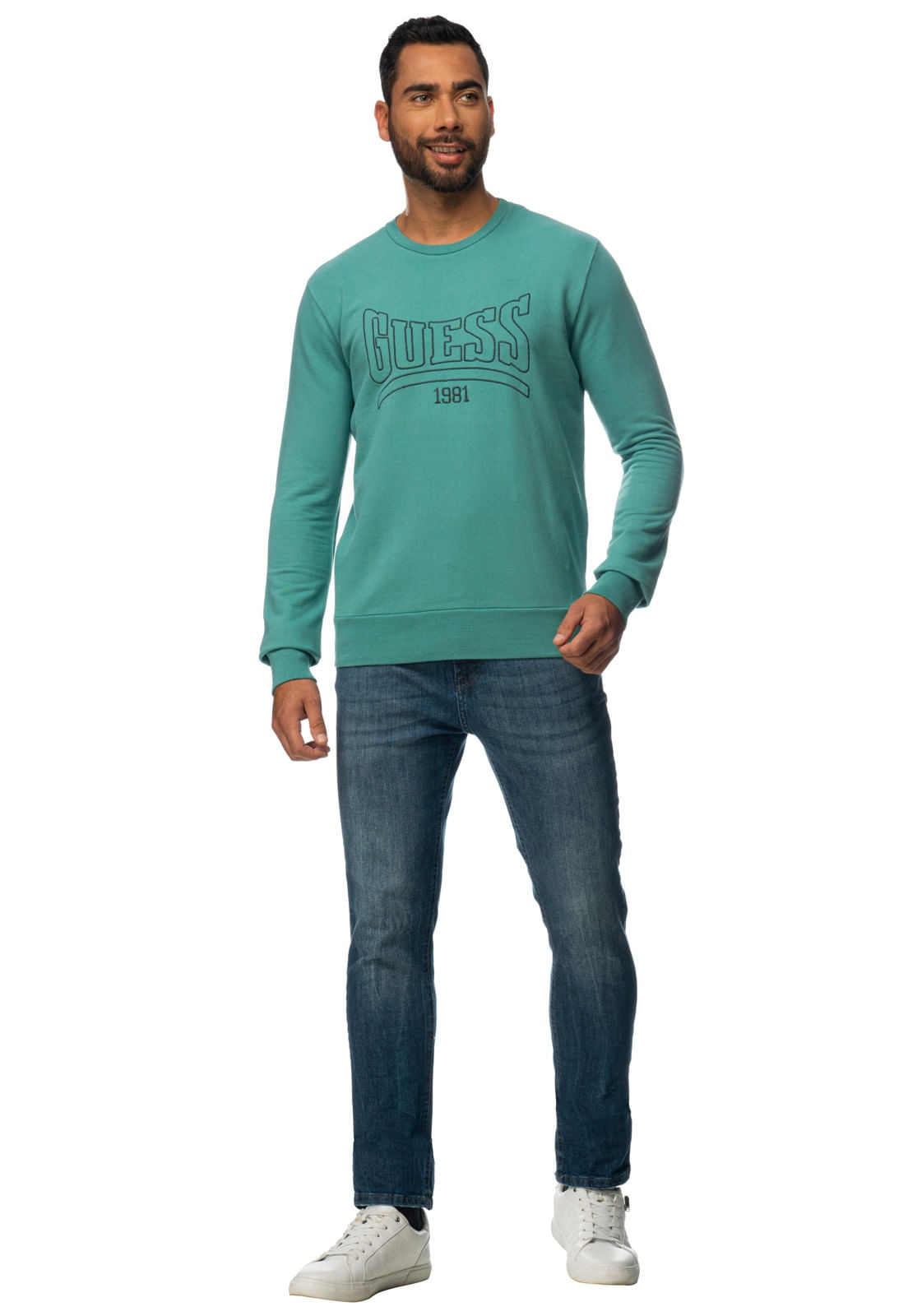 Blusa de Moletom Bordado Guess 1981 Verde Claro - Imagem 14