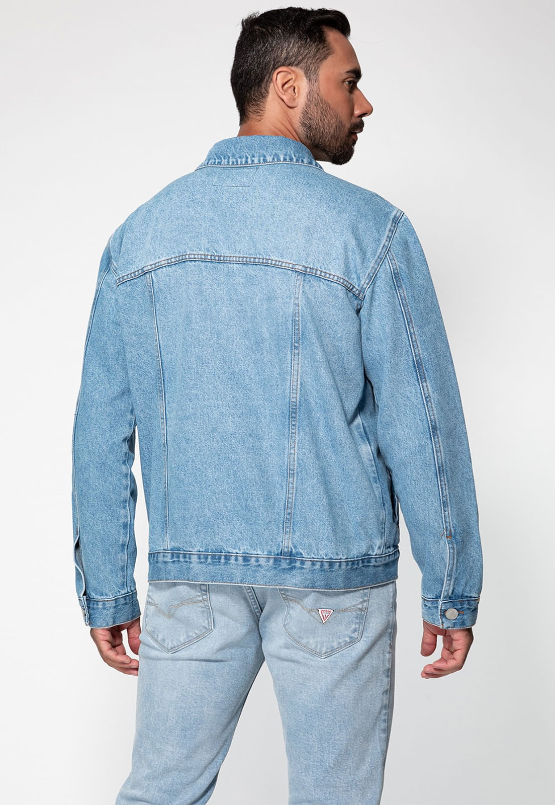 Jaqueta Jeans Guess Trucker Azul Claro - Imagem 5