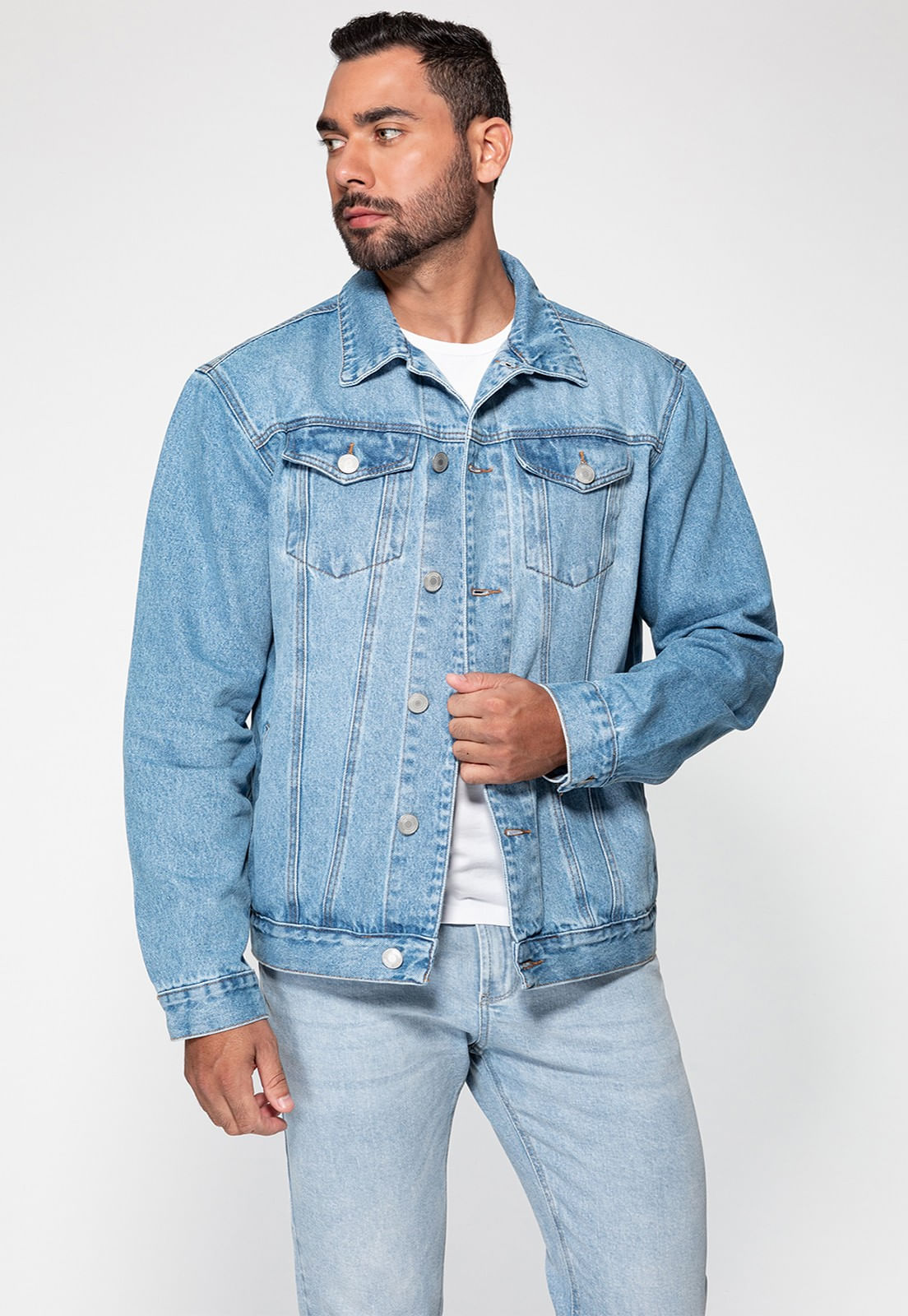 Jaqueta Jeans Guess Trucker Azul Claro - Imagem 8