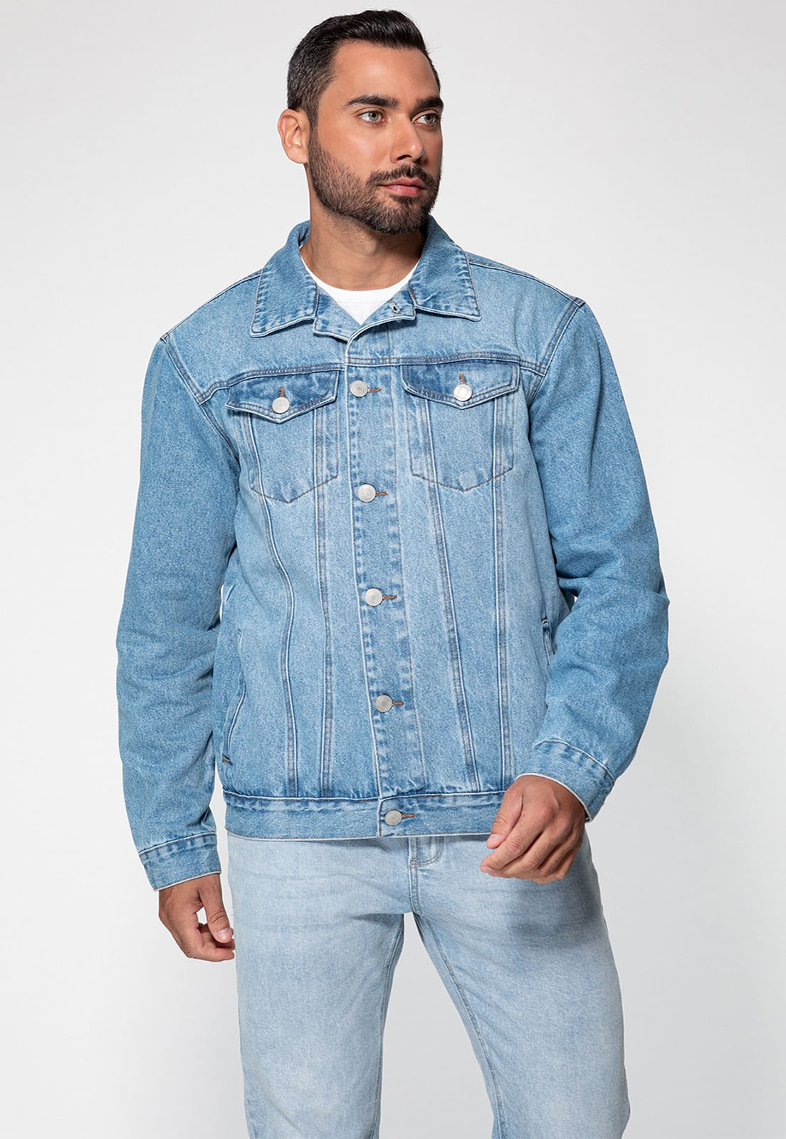 Jaqueta Jeans Guess Trucker Azul Claro - Imagem 26