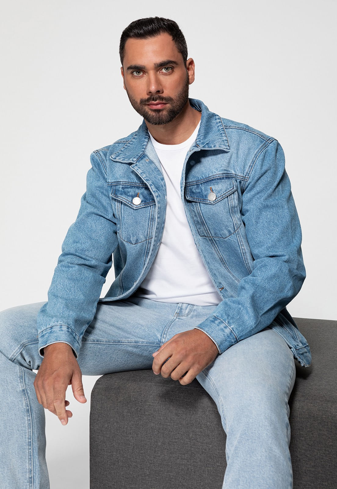 Jaqueta Jeans Guess Trucker Azul Claro - Imagem 39