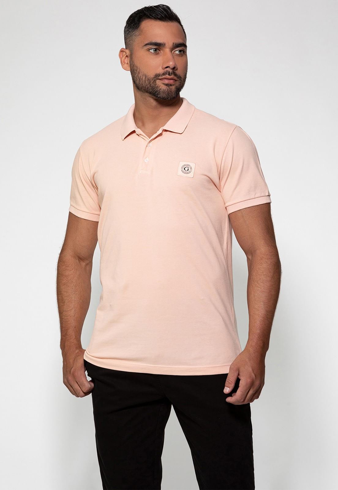 Camisa Polo Guess Patch Peq Guess Laranja Claro