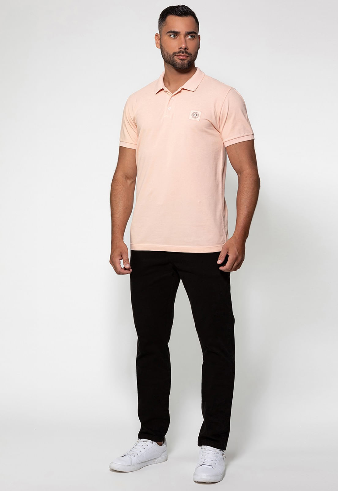 Camisa Polo Guess Patch Peq Guess Laranja Claro - Imagem 2