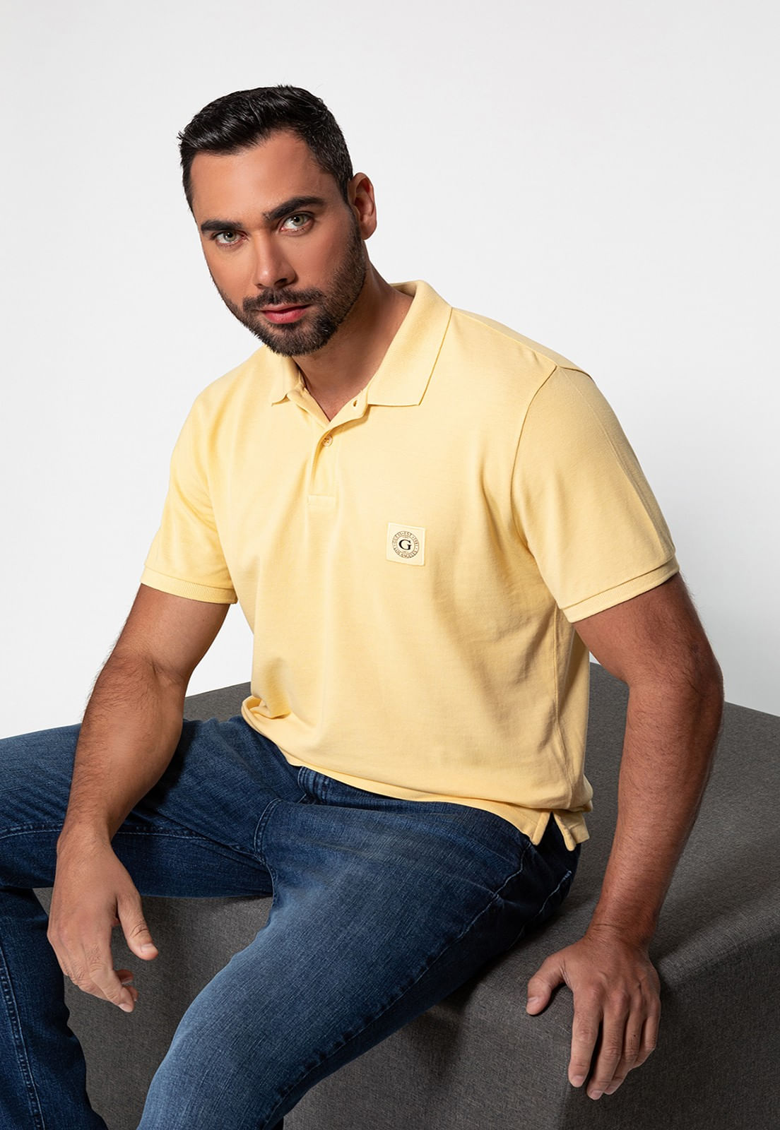 Camisa Polo Guess Patch Peq Guess Amarelo - Imagem 5