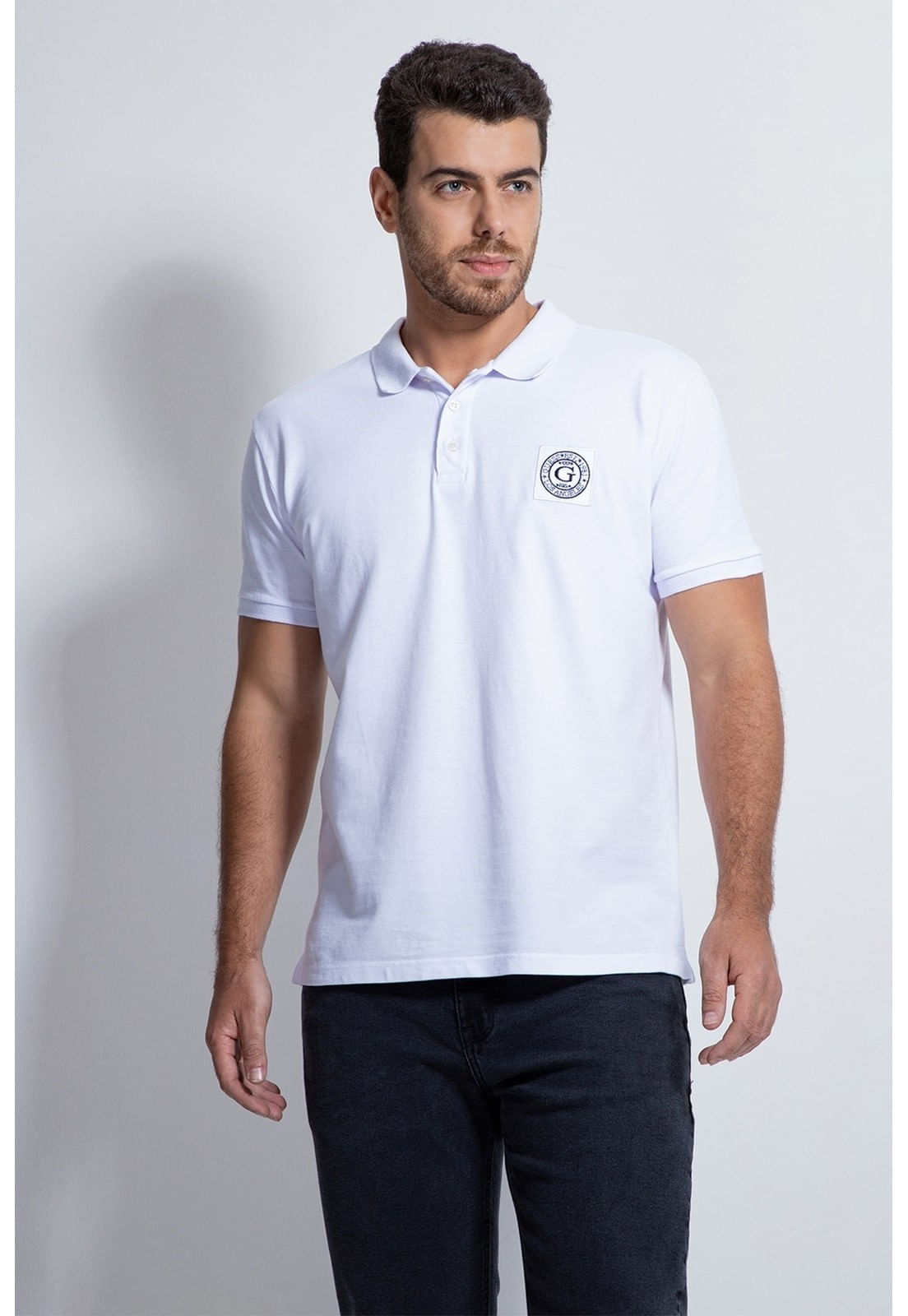 Camisa Polo Guess Patch Peq Guess Branco