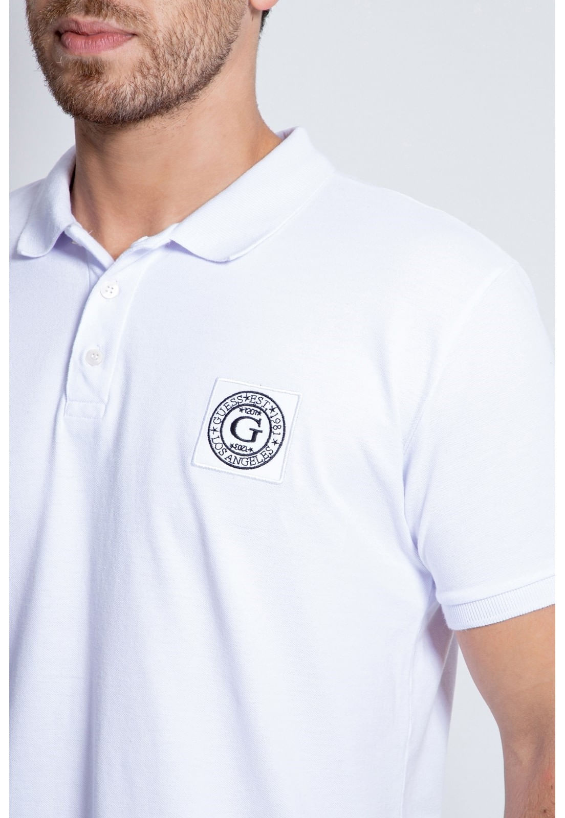 Camisa Polo Guess Patch Peq Guess Branco - Imagem 7