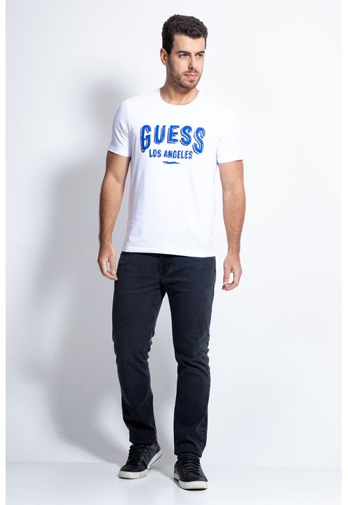Camiseta Silk Craquelado Los Angeles Guess Branco