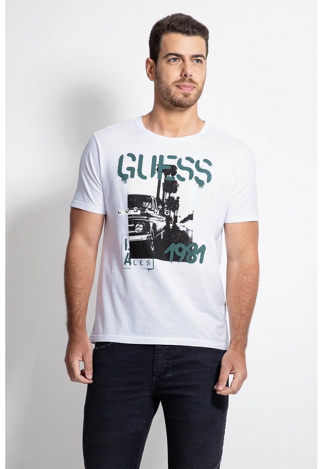 Camiseta Silk Sta Monica Guess Branco