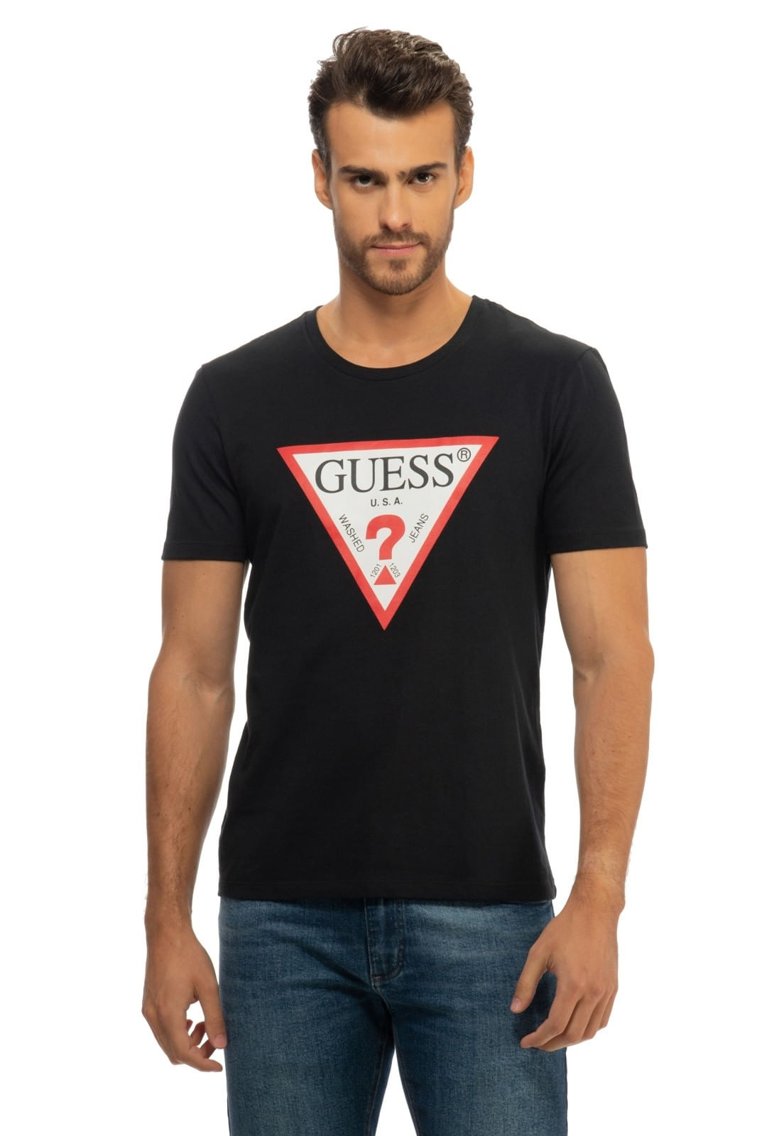 Camiseta Triangulo Tradicional Guess Preto