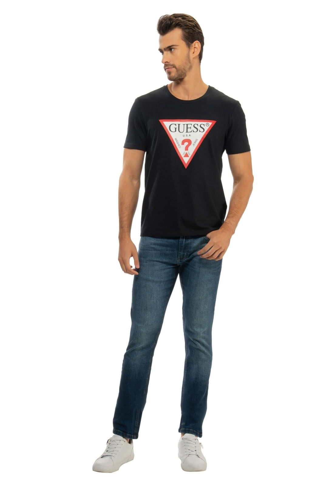 Camiseta Triangulo Tradicional Guess Preto - Imagem 14