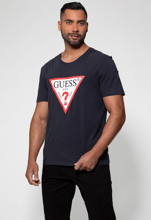 Camiseta Triangulo Tradicional Guess Azul Escuro