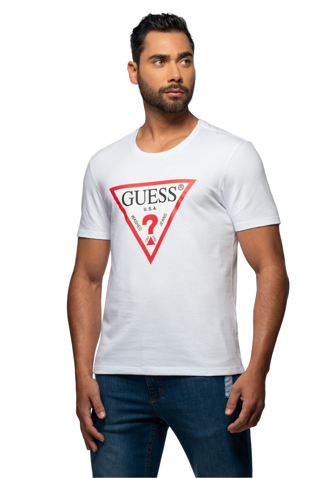 Camiseta Triangulo Tradicional Guess Branco - Imagem 13