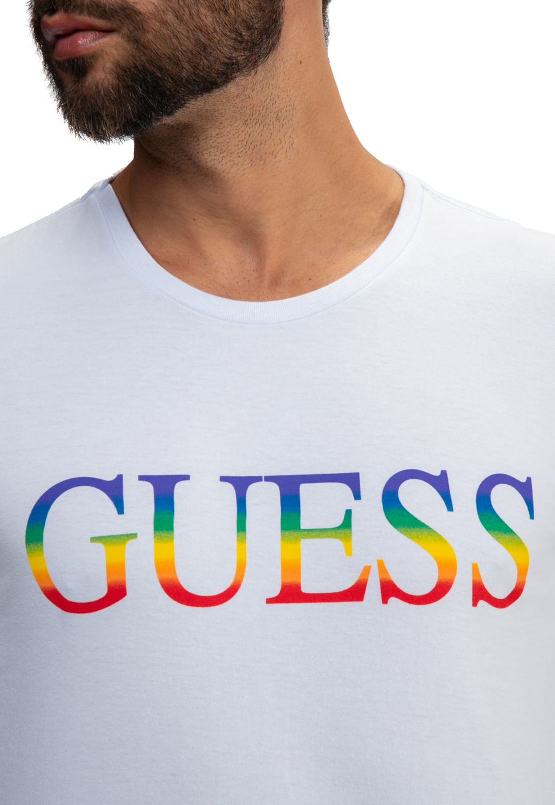 Camiseta Logo Pride Guess Branco - Imagem 3