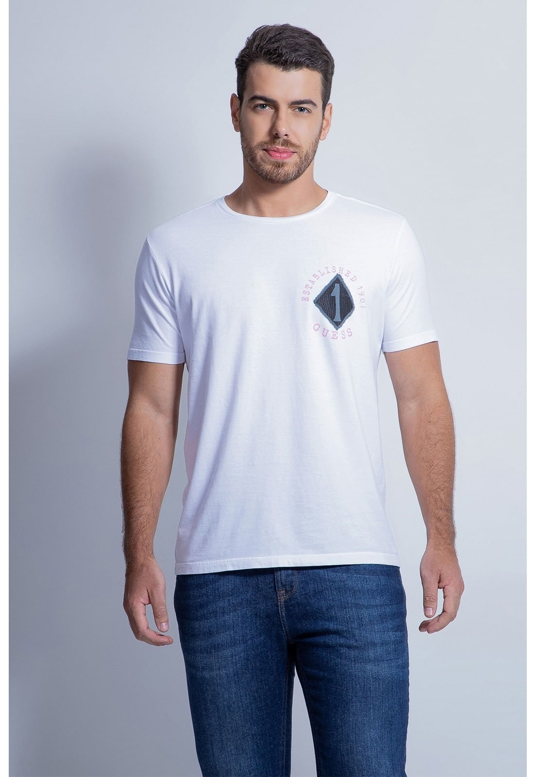 Camiseta Silk Costas Floresta Calif Guess Branco