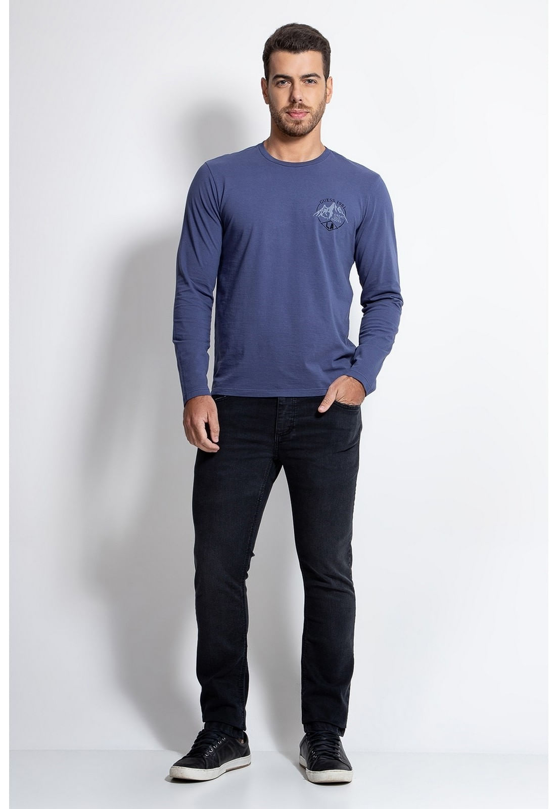 Camiseta Manga Longa Silk Montanhas Azul - Imagem 2