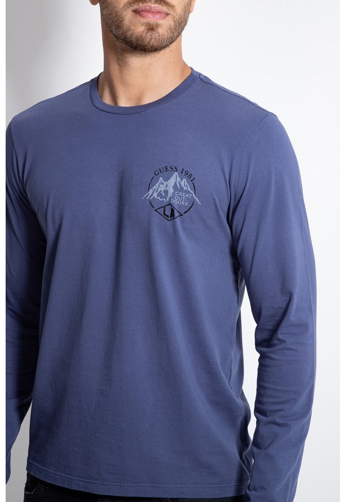 Camiseta Manga Longa Silk Montanhas Azul - Imagem 15