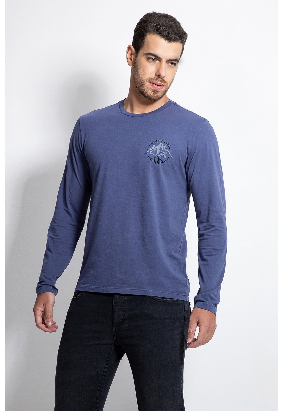 Camiseta Manga Longa Silk Montanhas Azul - Imagem 17