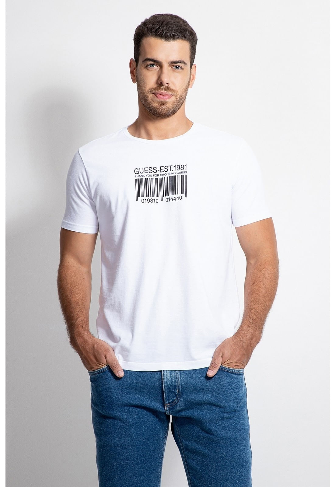 Camiseta Silk Código de Barras Guess Branco - Imagem 5