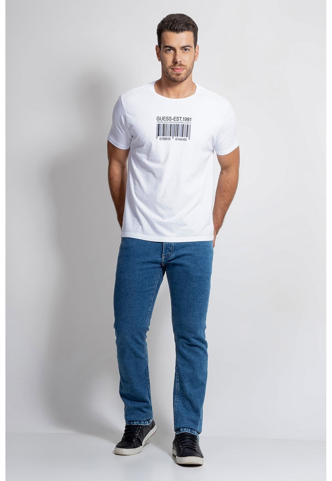 Camiseta Silk Código de Barras Guess Branco - Imagem 10