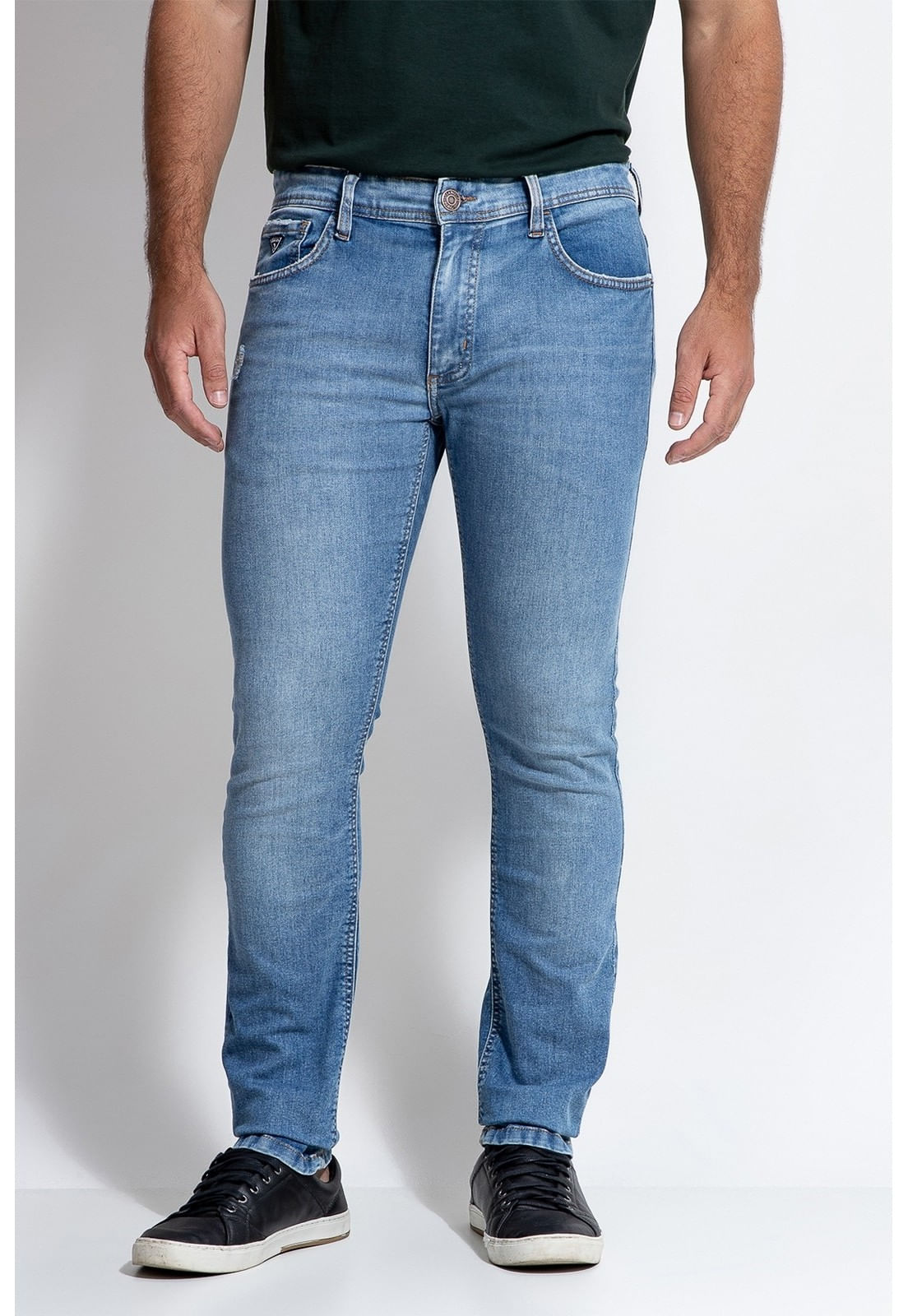 Calça Jeans Skinny Strong Stone Puídos Guess Azul Claro - Imagem 16