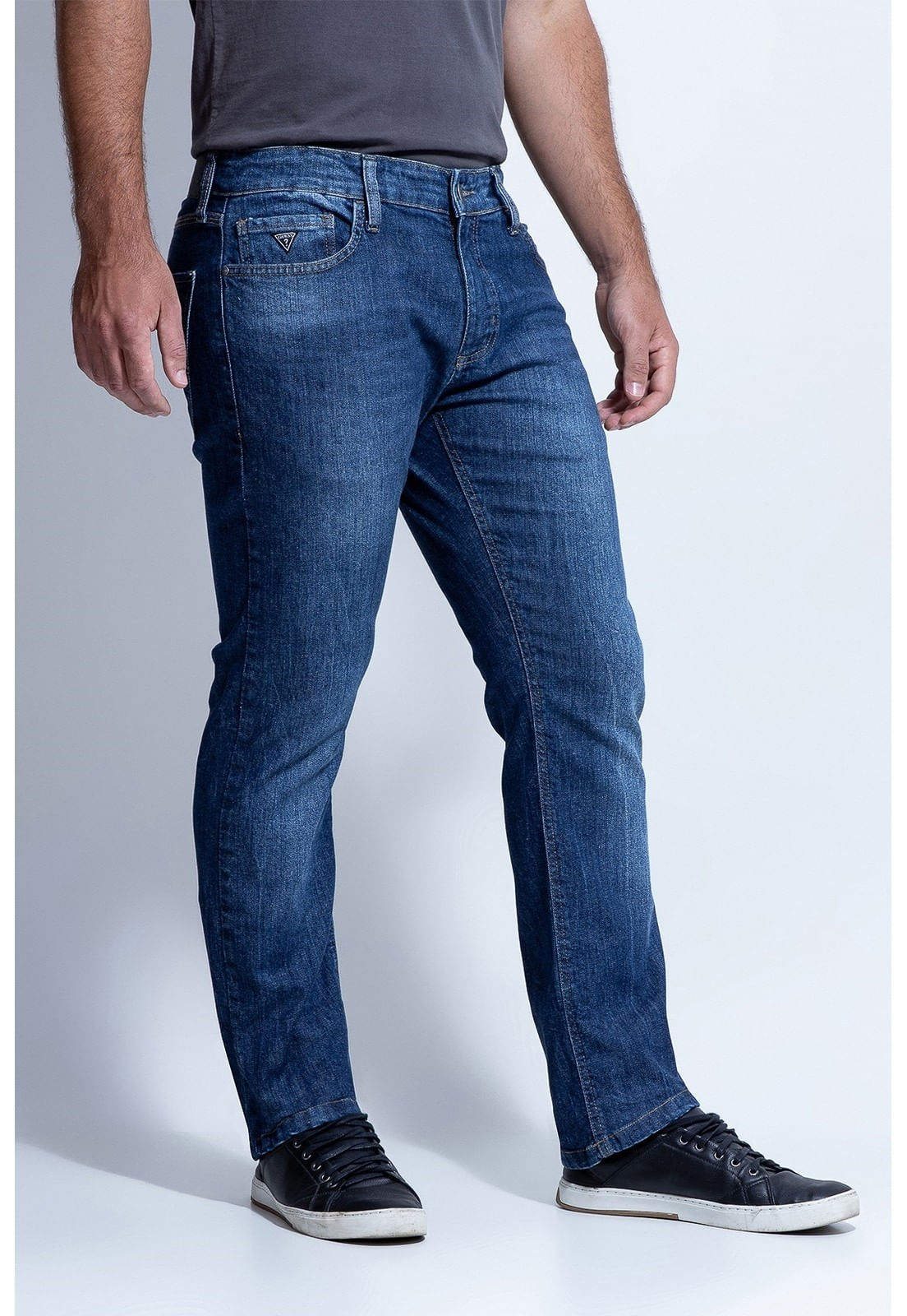 Calça Jeans Slim Straight Guess Azul Escuro - Imagem 13