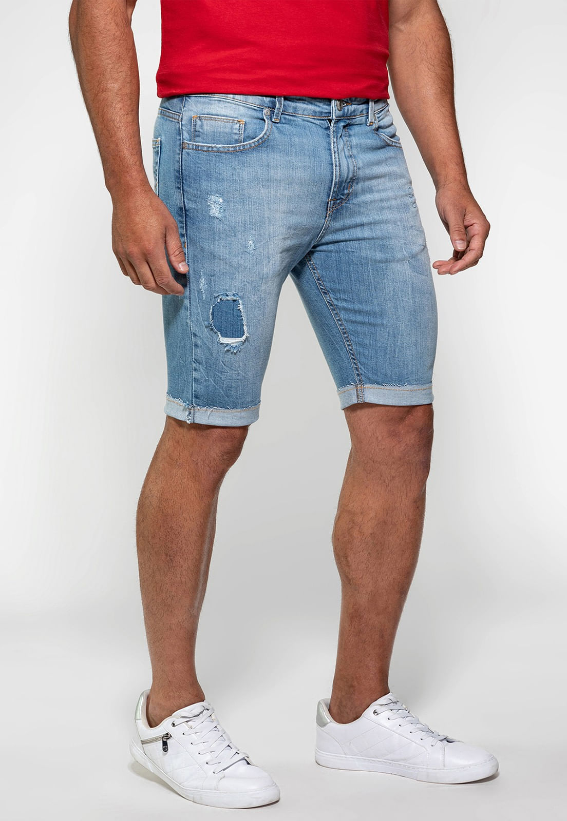 Bermuda Jeans Cerzido Guess Azul Claro - Imagem 15