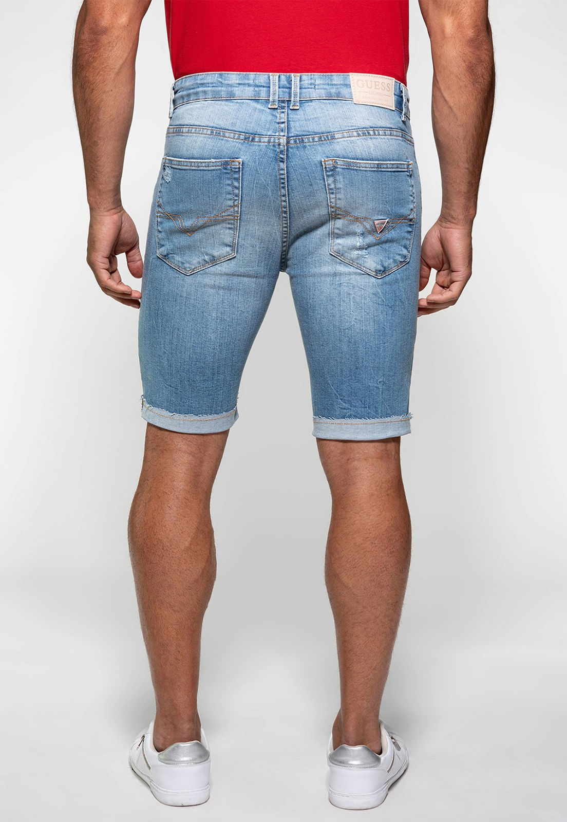 Bermuda Jeans Cerzido Guess Azul Claro - Imagem 46