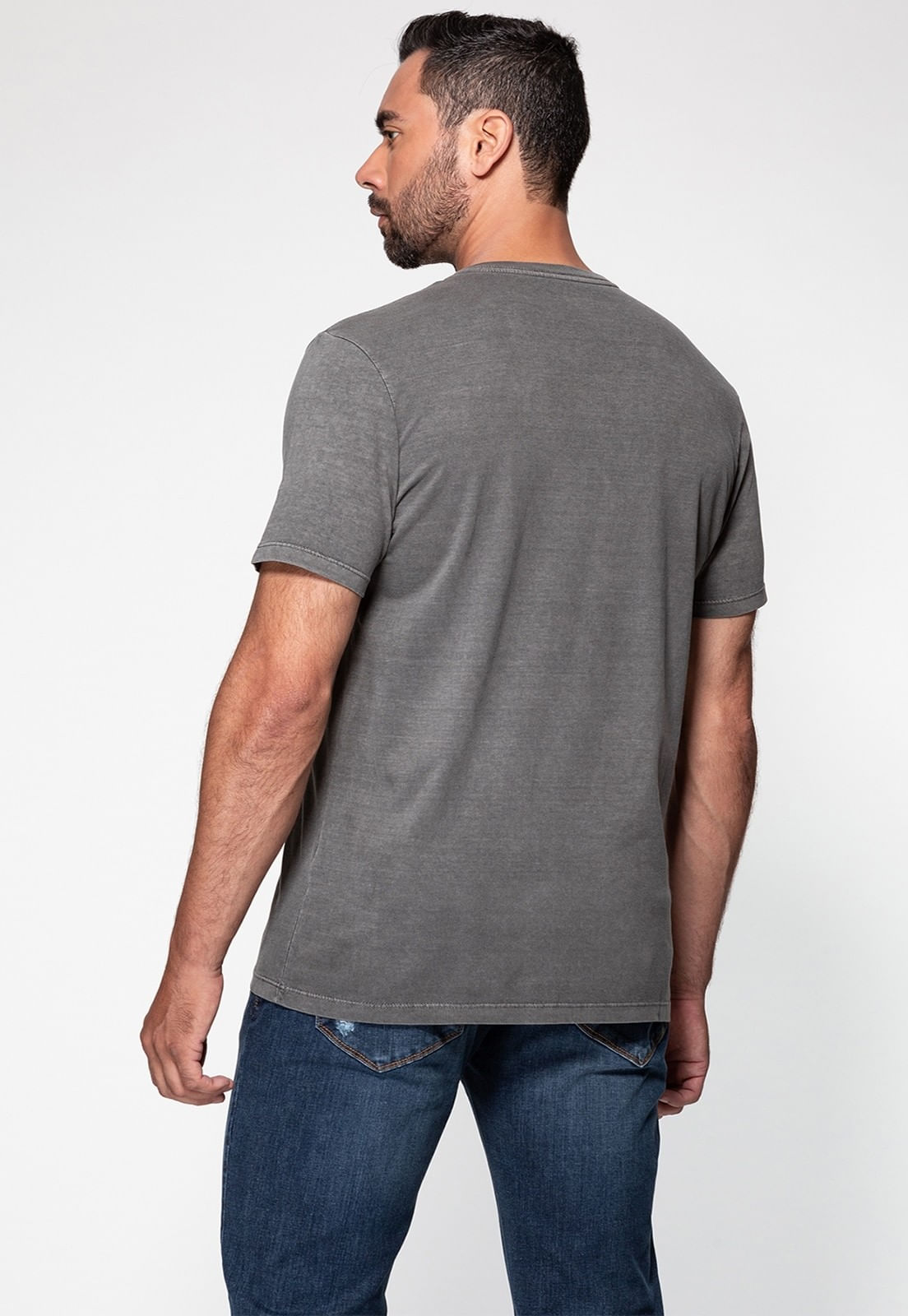 Camiseta Guess Silk Laser Estonada Cinza Escuro - Imagem 16