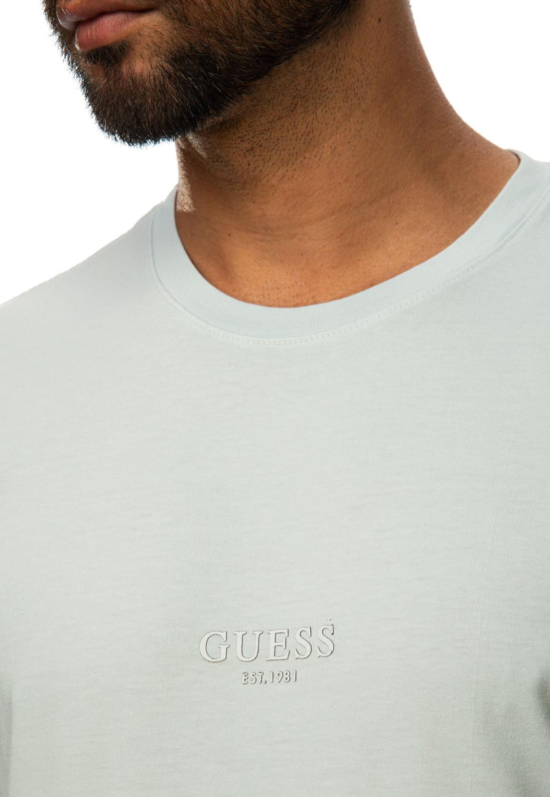 Camiseta Guess Silk Laser Estonada Azul Claro - Imagem 11